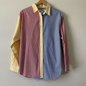 Vintage Brooks Brothers L Multi Panel Gingham Fun Check Button Down Shirt